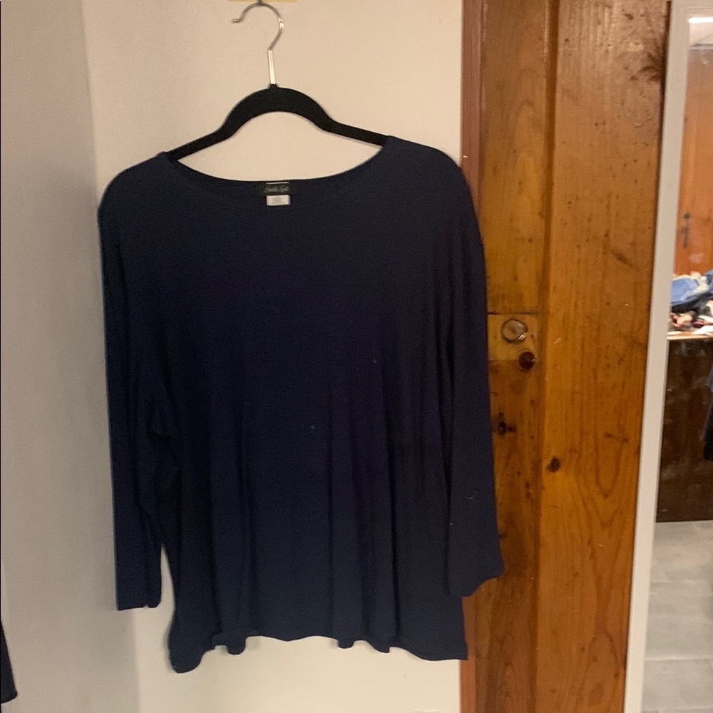 Navy Blue Long Sleeve Top